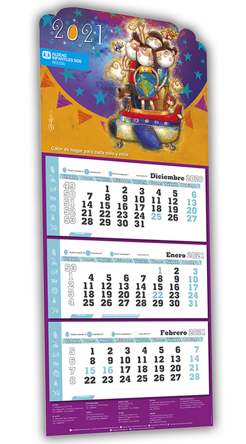 Calendarios Aldeas Infantiles Sos Bolivia comprar calendario aldeas infantiles 2021