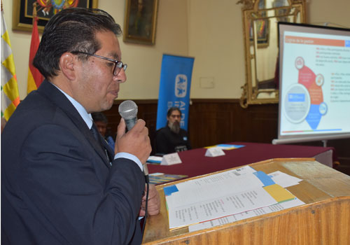 Gerente de Programa, Marco Tapia, realizando el informe de gestión 2018.